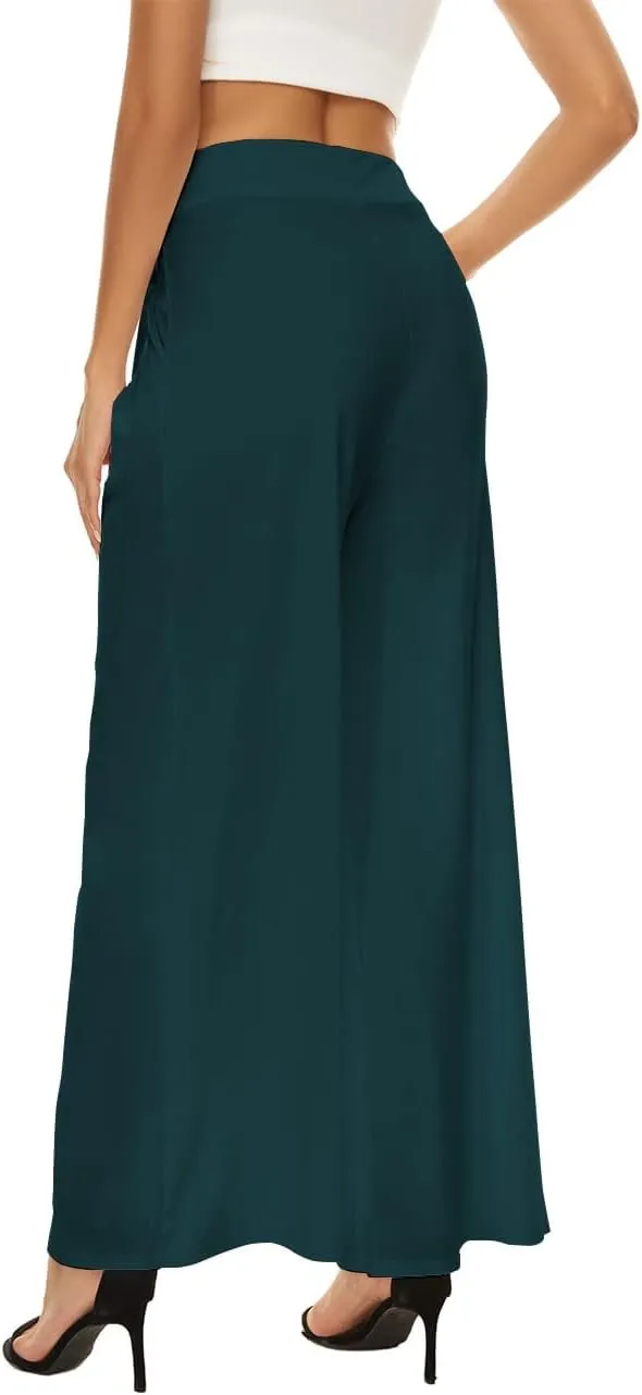 A ADILACA Wide Leg Pants for Women, Palazzo Pants for Women, Womens Casual Lounge Work Business High Waisted Flowy Pants
