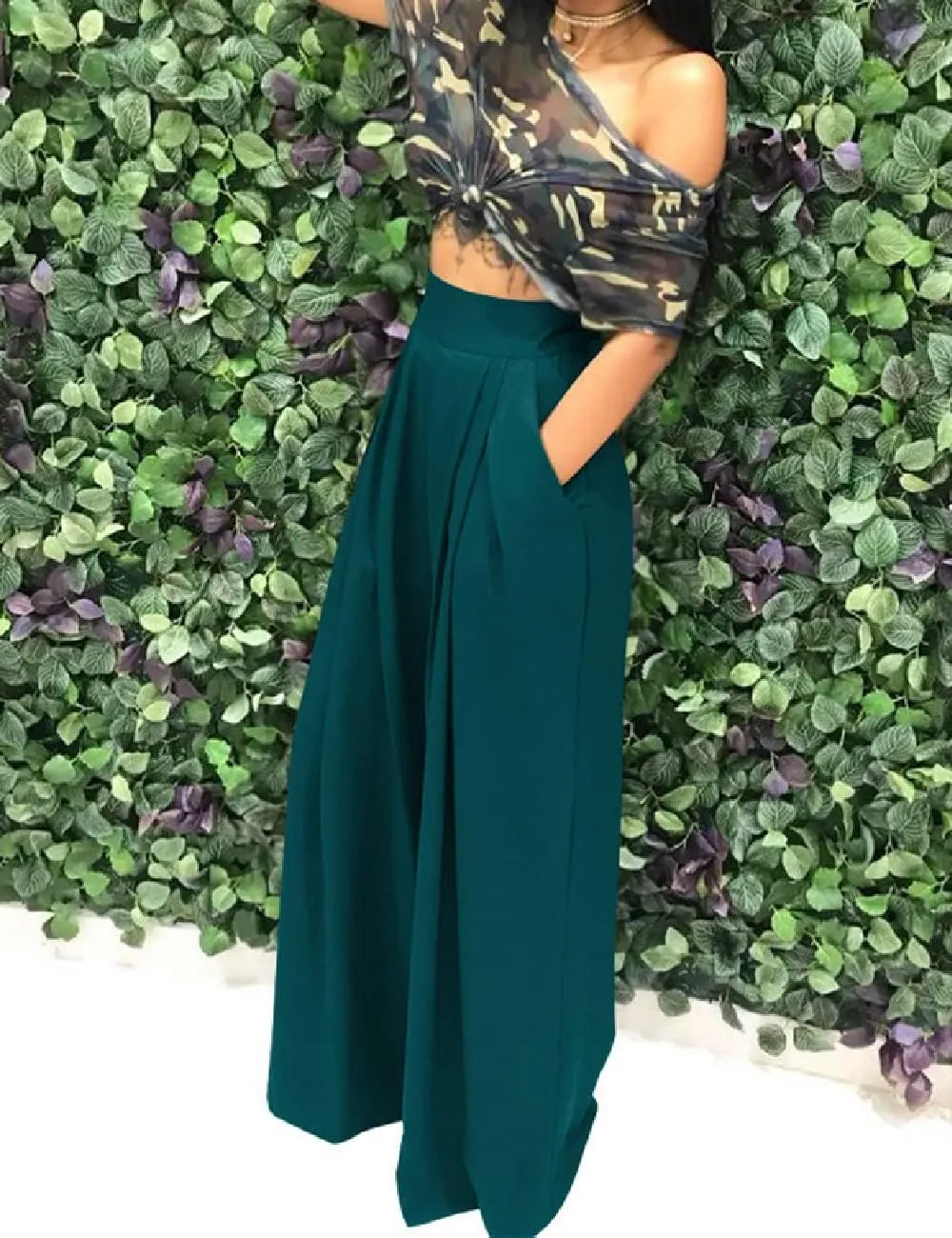 A ADILACA Wide Leg Pants for Women, Palazzo Pants for Women, Womens Casual Lounge Work Business High Waisted Flowy Pants