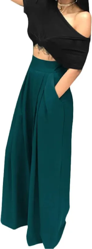 A ADILACA Wide Leg Pants for Women, Palazzo Pants for Women, Womens Casual Lounge Work Business High Waisted Flowy Pants