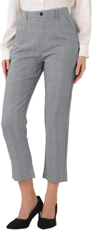 Allegra K Women's Work Dress Pants High Waisted Office Ankle Pants