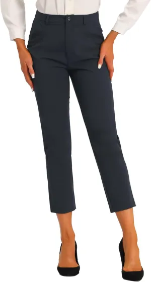 Allegra K Women's Work Dress Pants High Waisted Office Ankle Pants