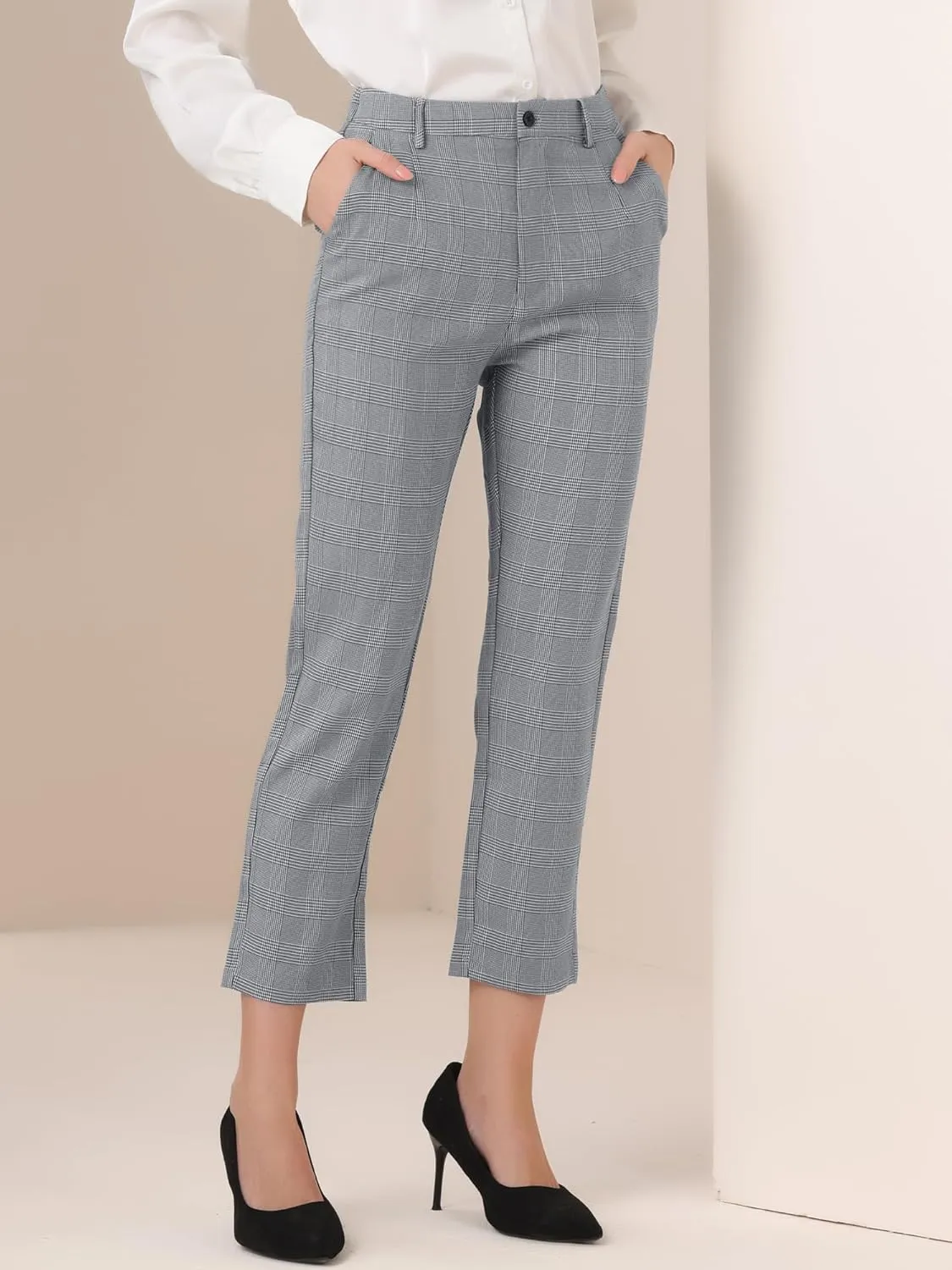 Allegra K Women's Work Dress Pants High Waisted Office Ankle Pants