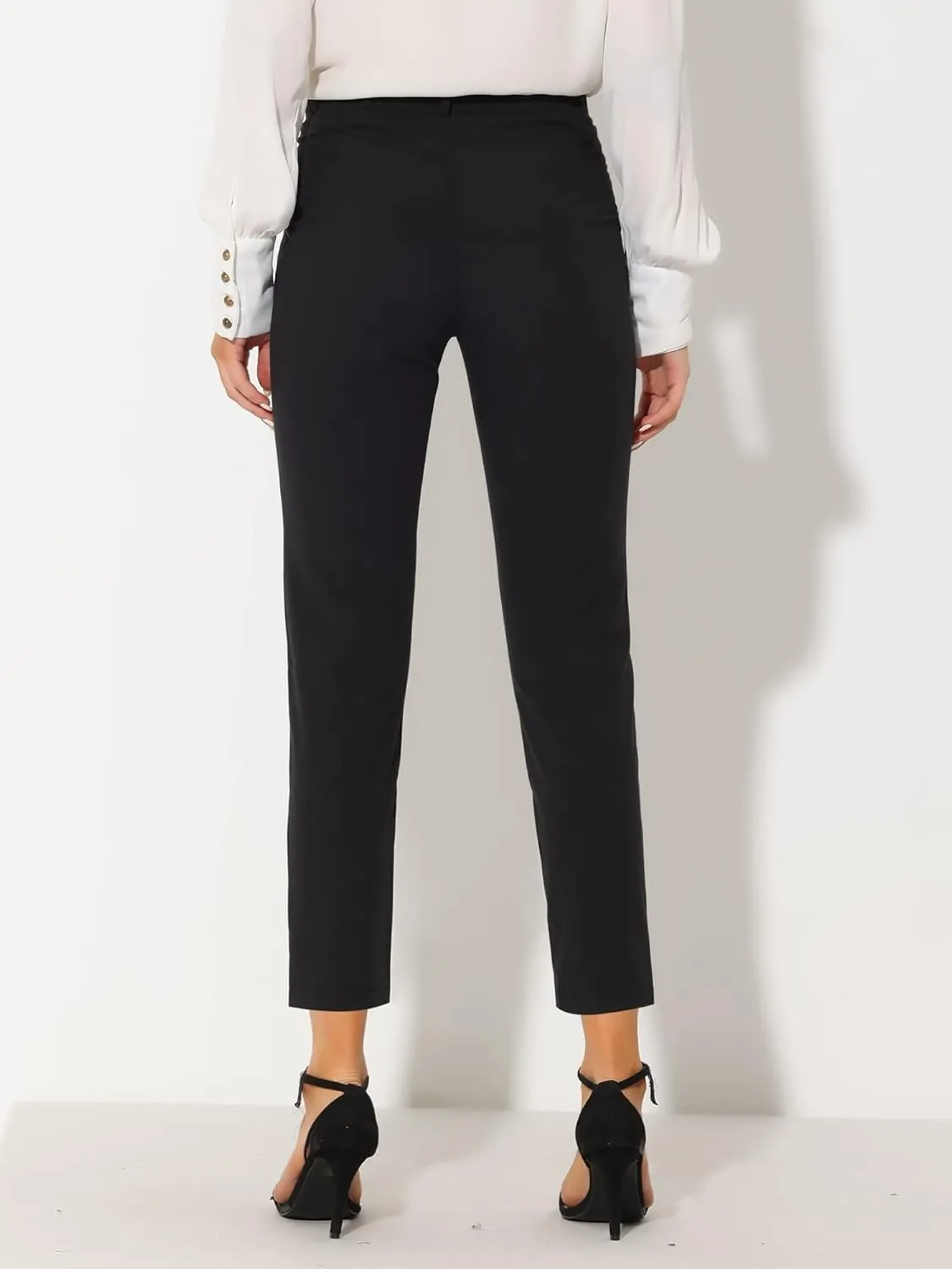 Allegra K Women's Work Dress Pants High Waisted Office Ankle Pants