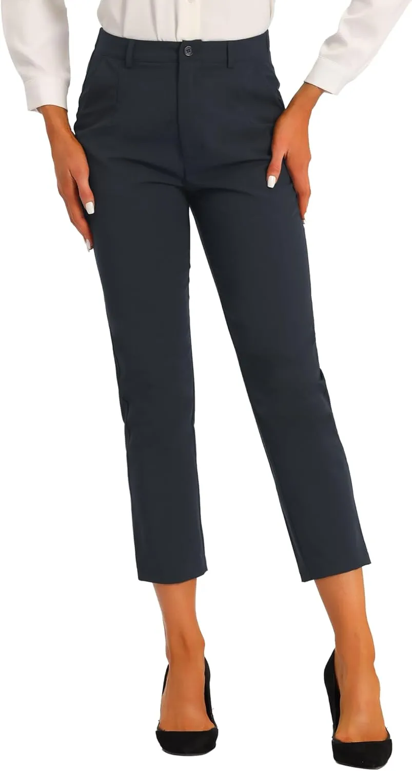 Allegra K Women's Work Dress Pants High Waisted Office Ankle Pants