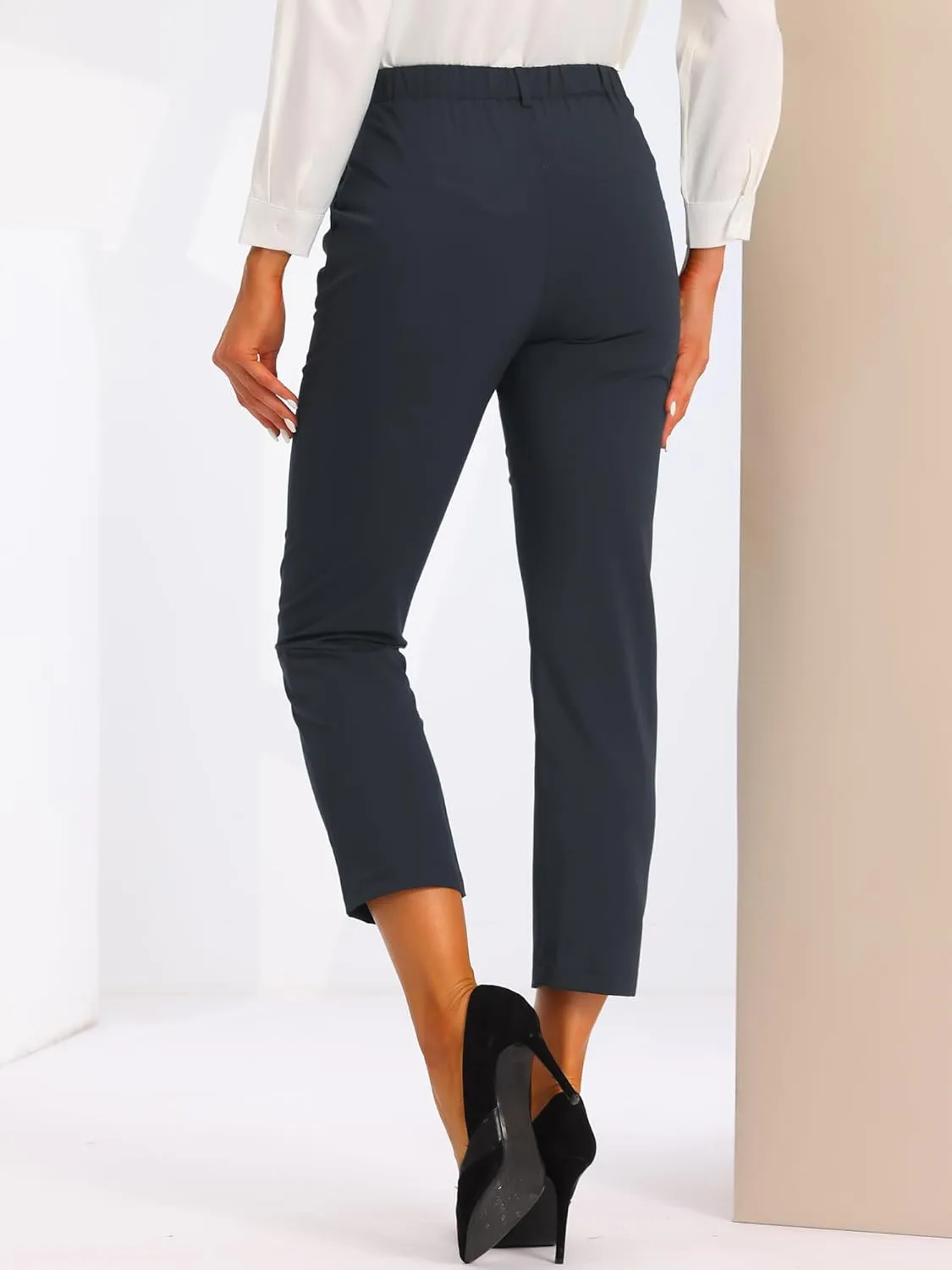 Allegra K Women's Work Dress Pants High Waisted Office Ankle Pants