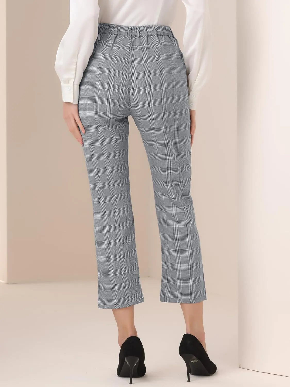 Allegra K Women's Work Dress Pants High Waisted Office Ankle Pants
