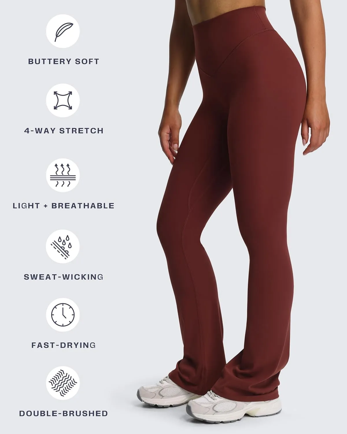 Aoxjox Workout Breeze Flares Leggings for Women High Waisted Tummy Control Buttery Soft Wide Leg Yoga Pants 32"