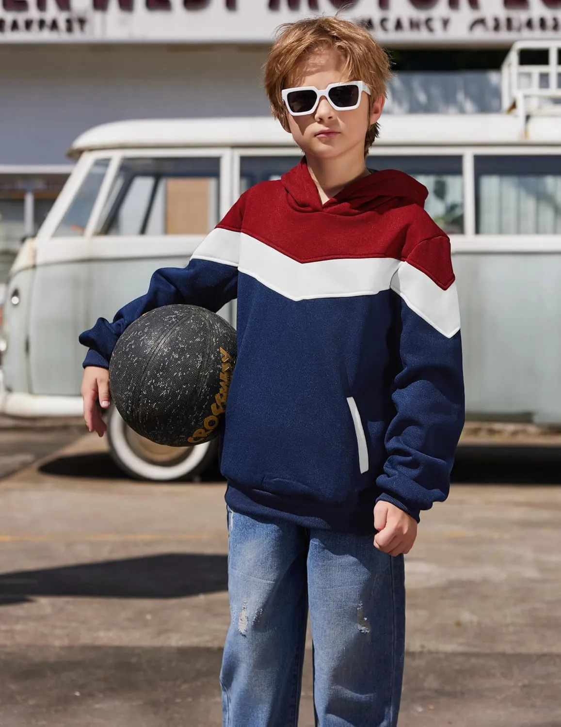 Arshiner Boy's Color Block Pullover Fleece Hoodie Long Sleeve Casual Sweatshirt with Pocket Age 3-13 Years