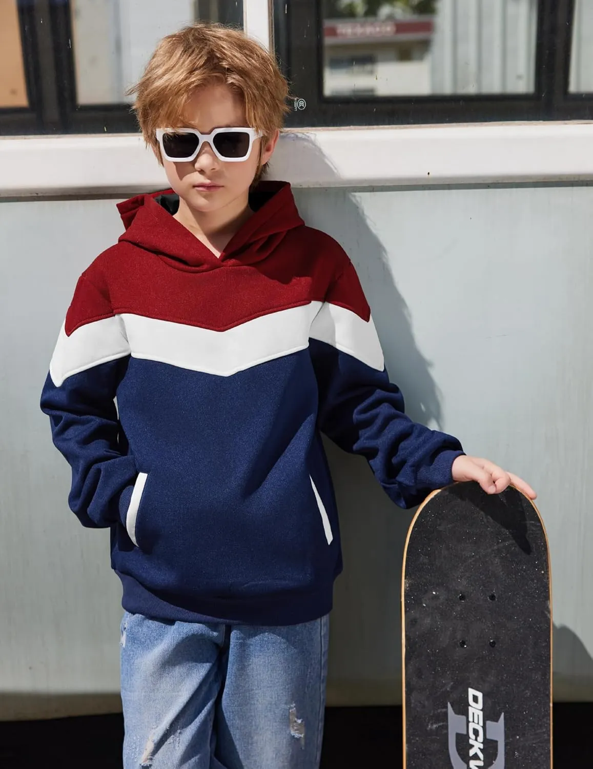 Arshiner Boy's Color Block Pullover Fleece Hoodie Long Sleeve Casual Sweatshirt with Pocket Age 3-13 Years