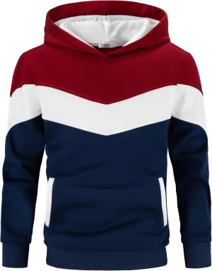 Arshiner Boy's Color Block Pullover Fleece Hoodie Long Sleeve Casual Sweatshirt with Pocket Age 3-13 Years