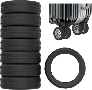 AWINNER Luggage Wheel Covers 8 Pack Upgraded,Silicone Luggage Wheel Protector Covers for most 8 Spinner Wheel Suitcases or Office Chair Caster,Durable,Mute and Shock Absorption (Black)