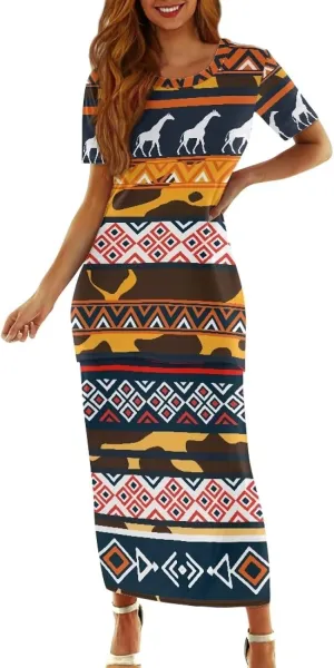 Aztec Native American High Waist Midi Skirt Set Women 2 Piece Summer Outfits Tops High Waist Midi Skirt Set