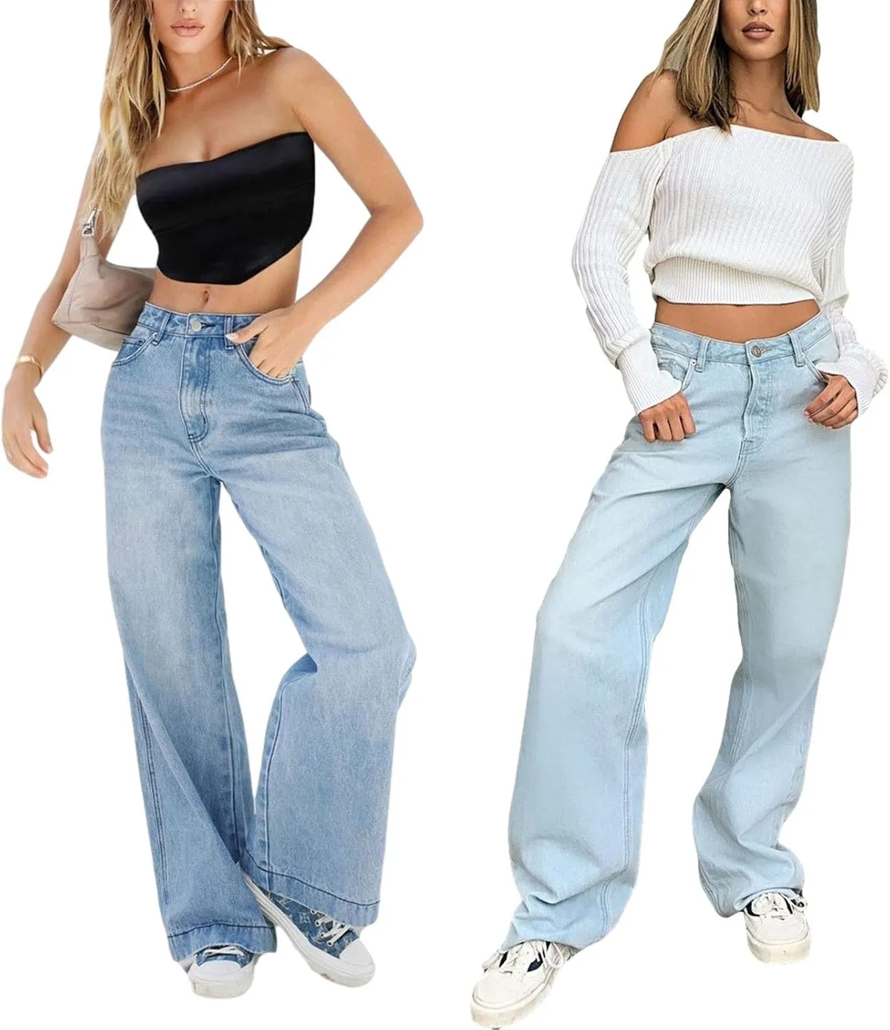 Baggy Jeans for Women High Waist Streetwear Jeans Vintage Wide Leg Straight Denim Pants Womens Casual Trousers