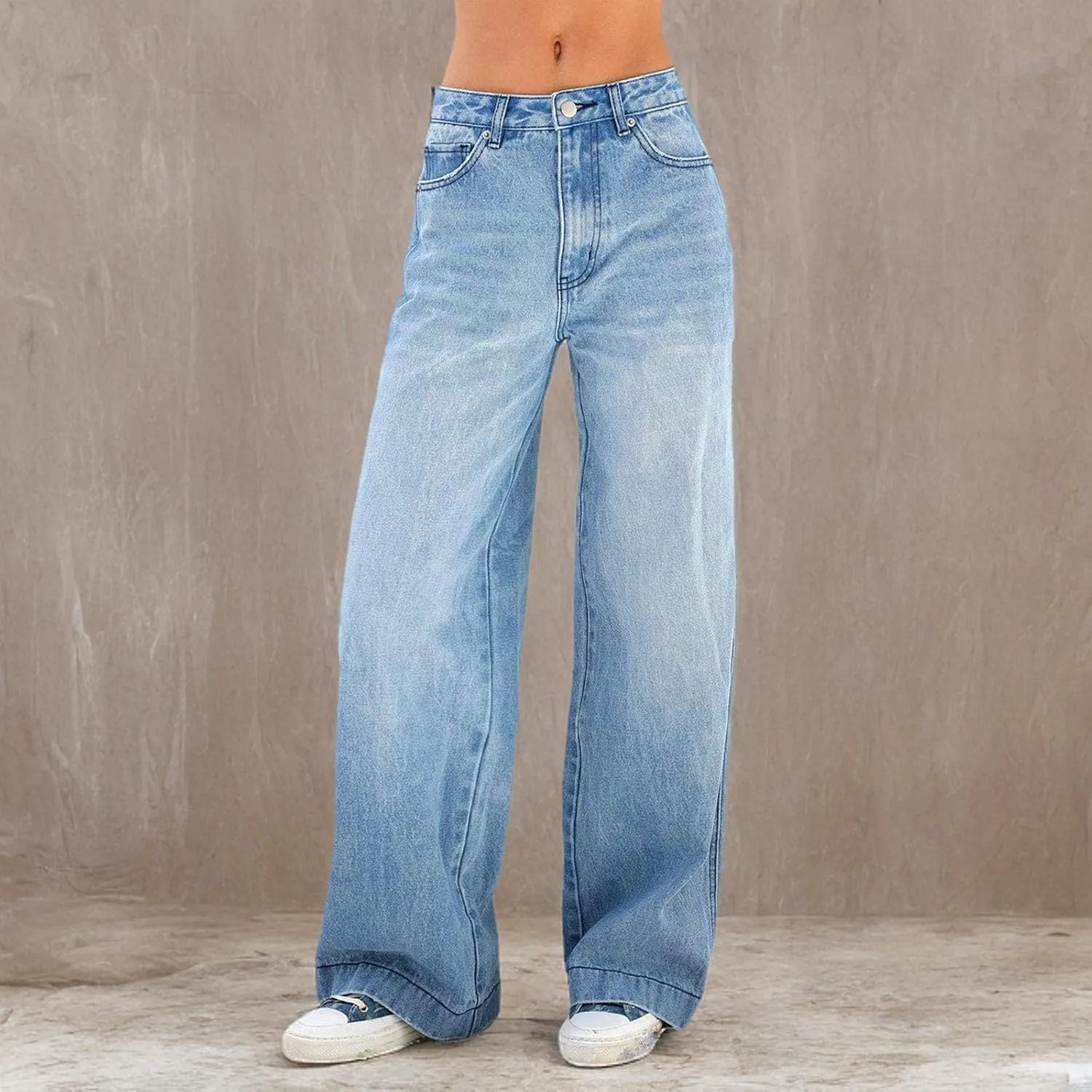 Baggy Jeans for Women High Waist Streetwear Jeans Vintage Wide Leg Straight Denim Pants Womens Casual Trousers
