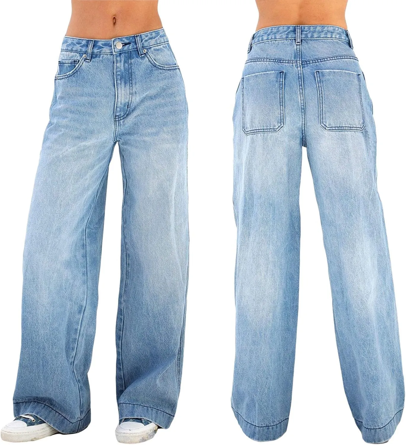 Baggy Jeans for Women High Waist Streetwear Jeans Vintage Wide Leg Straight Denim Pants Womens Casual Trousers