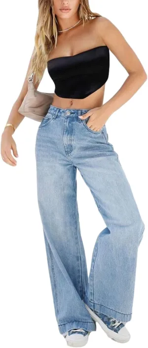 Baggy Jeans for Women High Waist Streetwear Jeans Vintage Wide Leg Straight Denim Pants Womens Casual Trousers