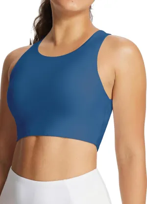 baleaf Women's Swim Bra Modest High Neck Bikini Tops Quick Dry UPF 50 Bathing Suit Sports Workout Removable Padded