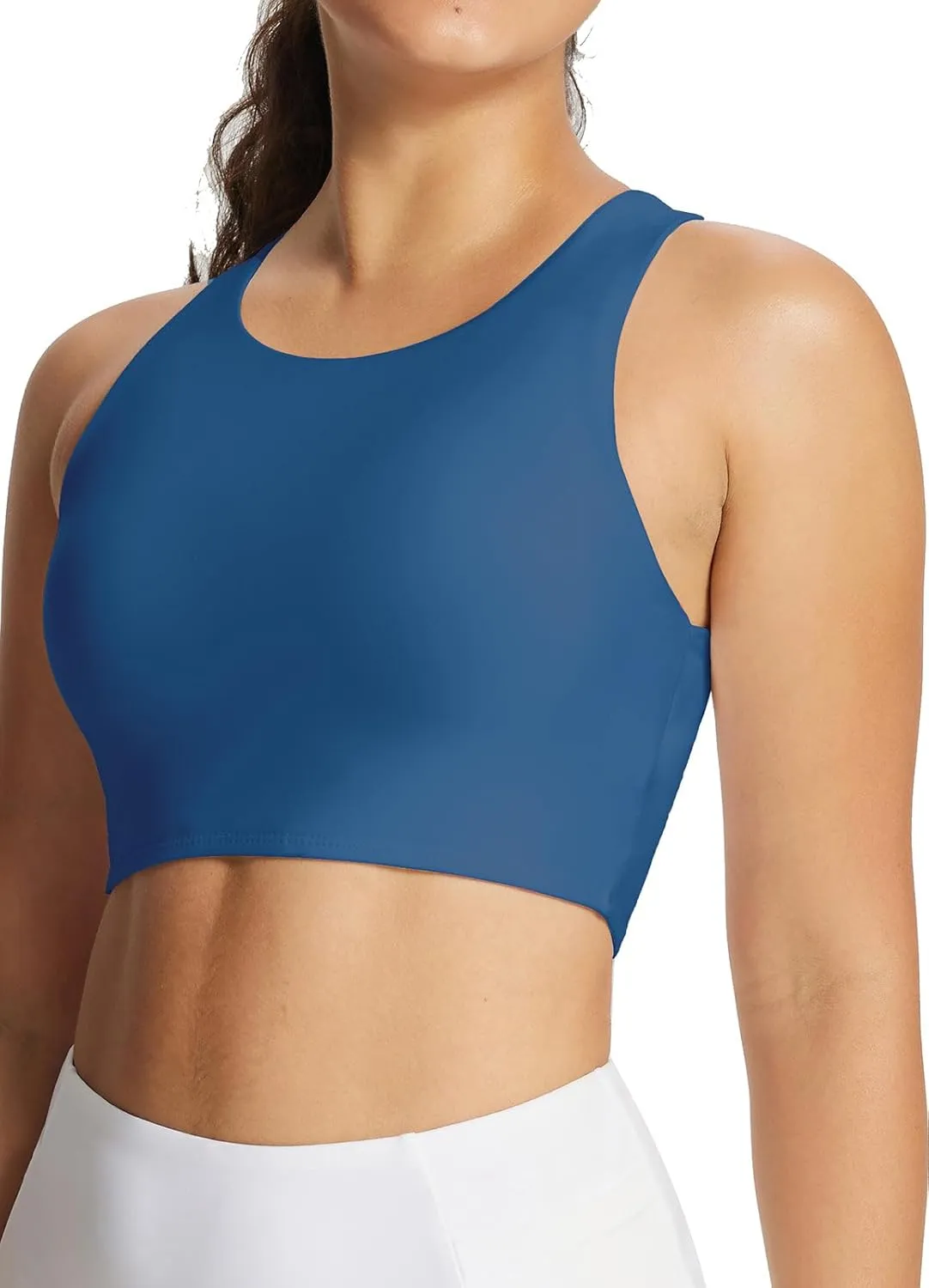 baleaf Women's Swim Bra Modest High Neck Bikini Tops Quick Dry UPF 50 Bathing Suit Sports Workout Removable Padded