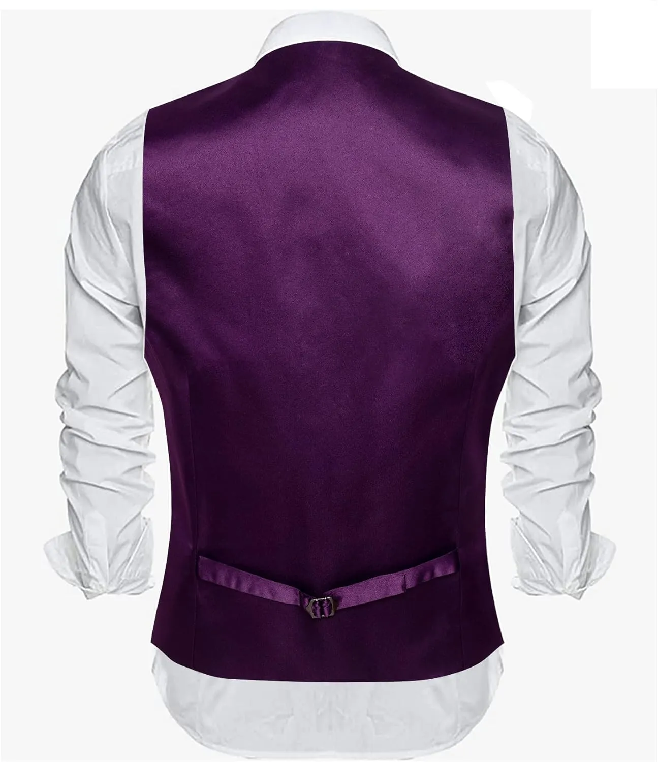 Barry.Wang Mens Satin Suit Vest Formal/Leisure V-neck 2 Pockets Wedding Party Tuxedo Waistcoat