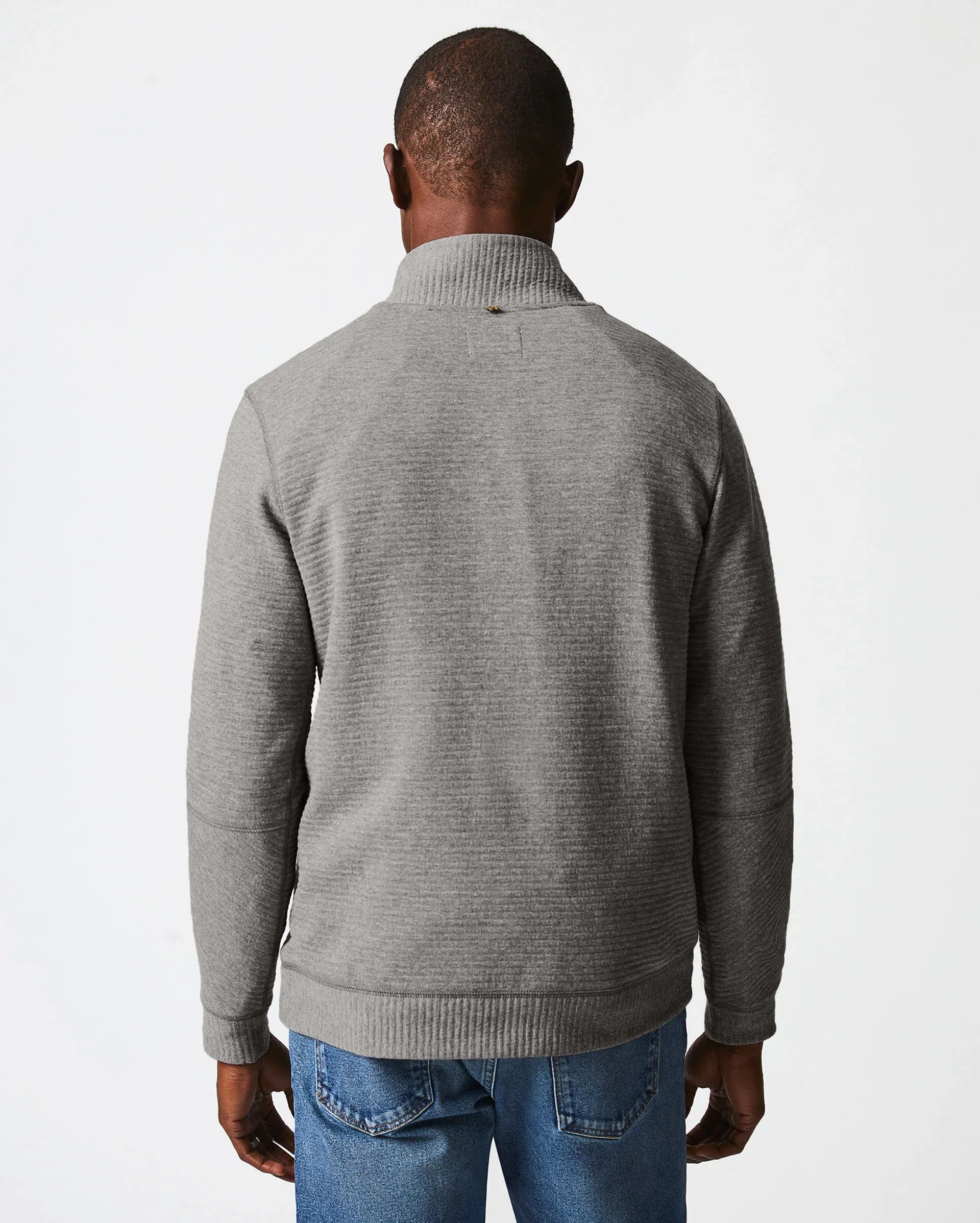 Billy Reid Quilted Half Zip in Medium Grey