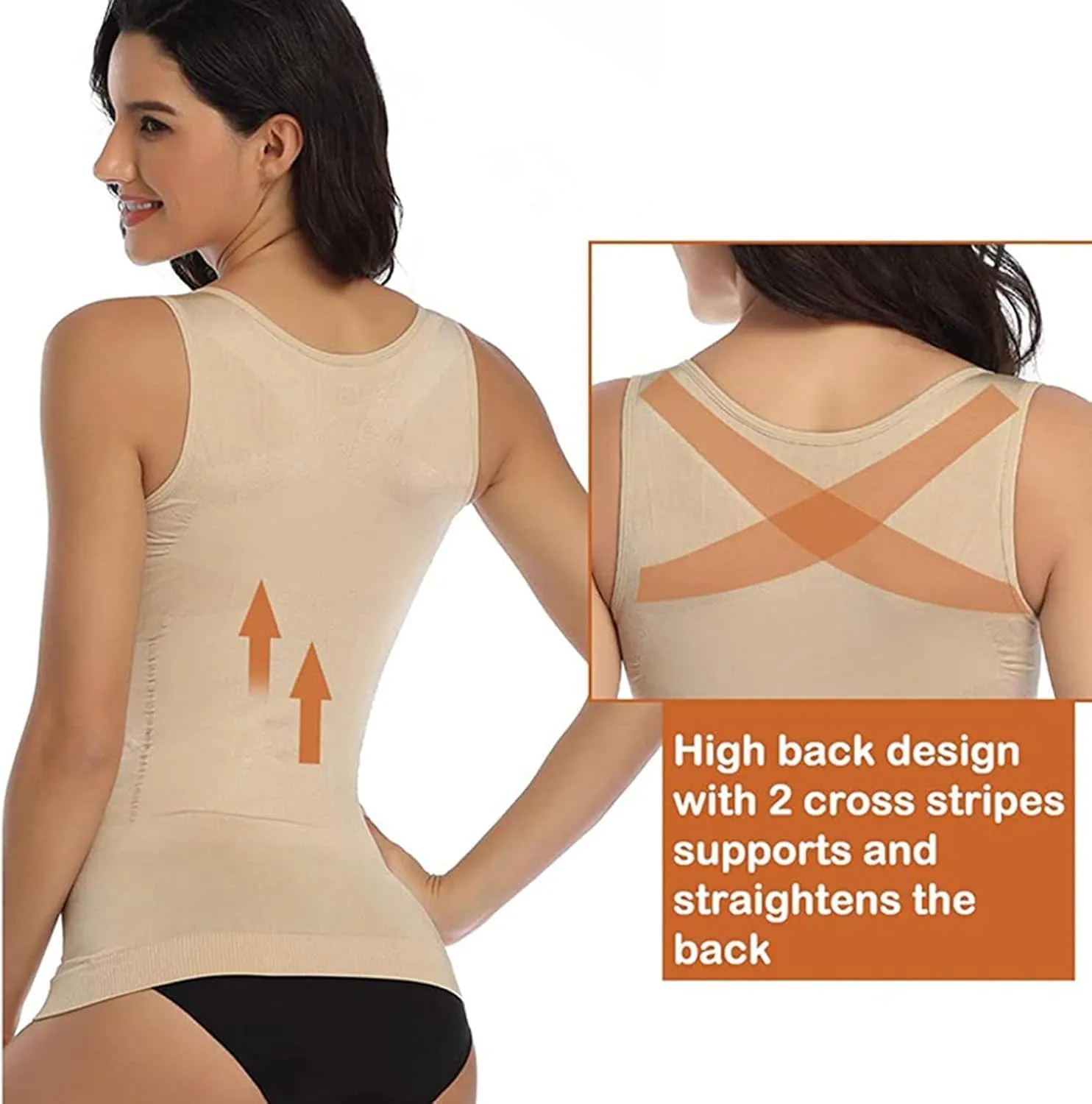 Body Shaper Tummy Control Shapeware Smooth Body Shaping Camisole Tank Tops Women Shapewear Slimming Underwear Shaper Corset, Small, White