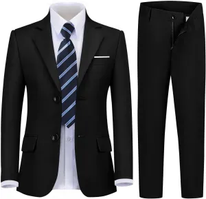 Boy's Suit 5pcs Tuxedo Suit for Toddler Set Formal Slim Fit Jacket Pants Shirt Dress Ring Bearer Outfit for Kids with Tie