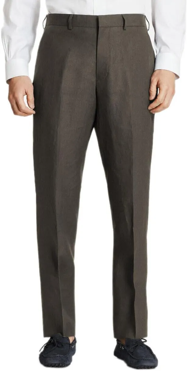 Brooks Brothers Mens Regent Fit Unfinished Hem Linen Dress Pants,