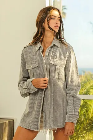 Button-Up Corduroy Shacket for Women  Stylish & Versatile Layer