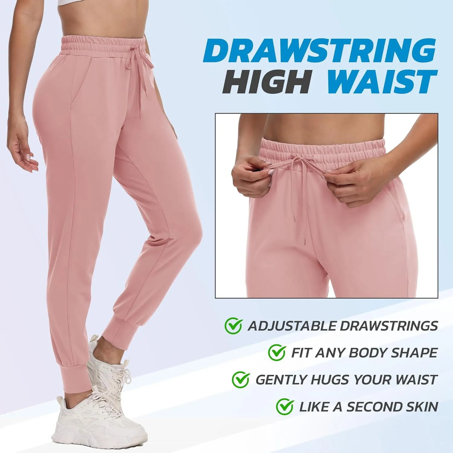 CAMPSNAIL 4 Pack Joggers for Women - Sweatpants with Pockets Lightweight Comfy Yoga Pants for Workout Travel Lounge