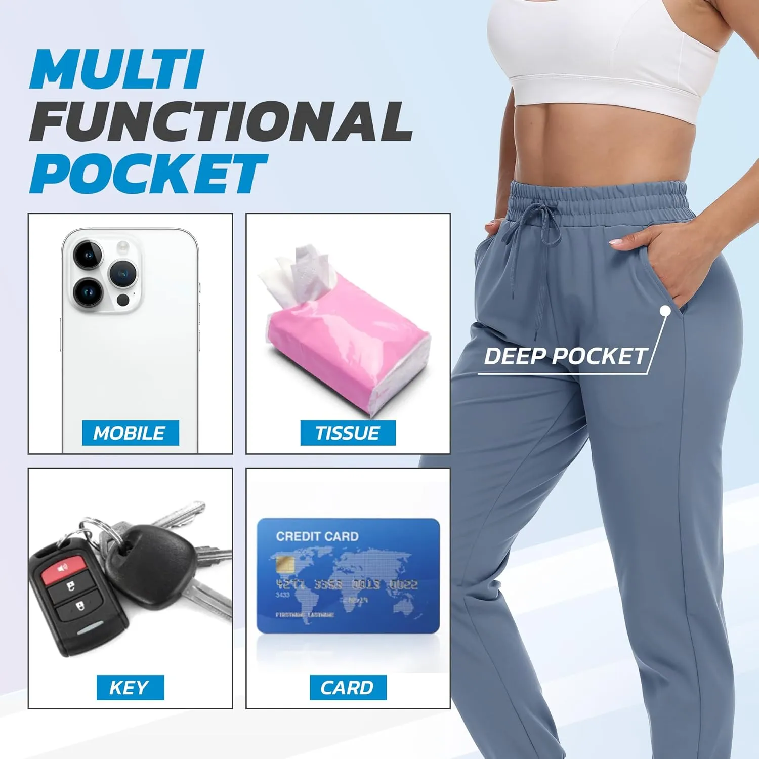 CAMPSNAIL 4 Pack Joggers for Women - Sweatpants with Pockets Lightweight Comfy Yoga Pants for Workout Travel Lounge