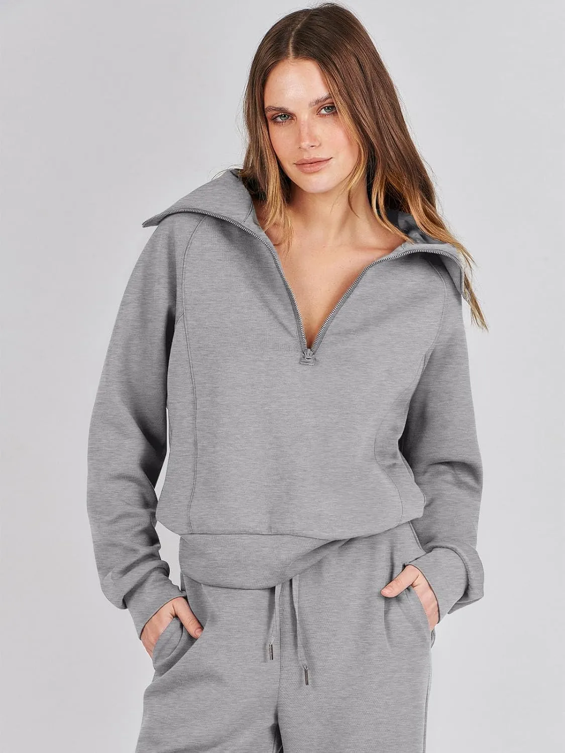 Caracilia Womens 2 Piece Outfits Lounge Sets Oversized Sweatshirt Sweatpants Sweatsuit Matching Sweat Set 2024 Fall Tracksuit