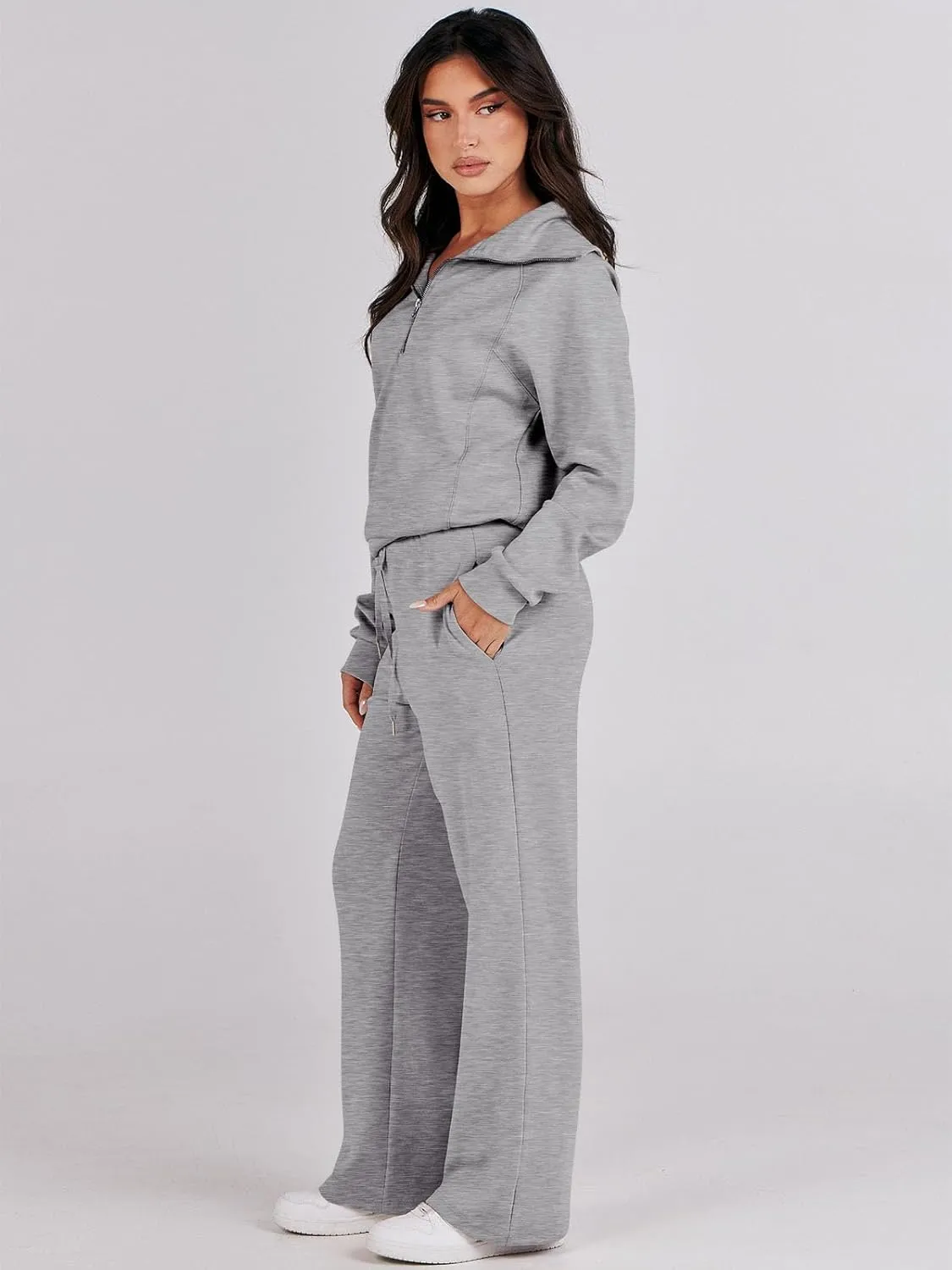 Caracilia Womens 2 Piece Outfits Lounge Sets Oversized Sweatshirt Sweatpants Sweatsuit Matching Sweat Set 2024 Fall Tracksuit
