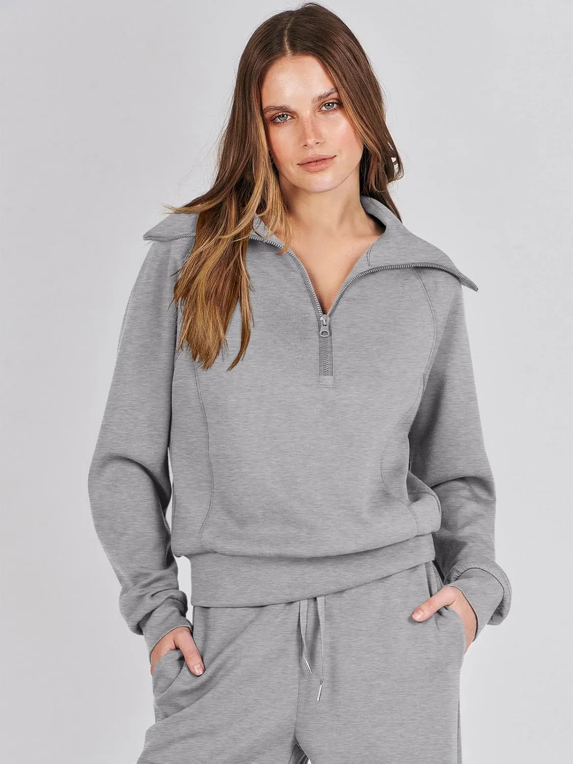 Caracilia Womens 2 Piece Outfits Lounge Sets Oversized Sweatshirt Sweatpants Sweatsuit Matching Sweat Set 2024 Fall Tracksuit