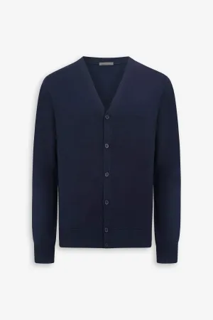 Cardigan scollo a v con bottoni blu