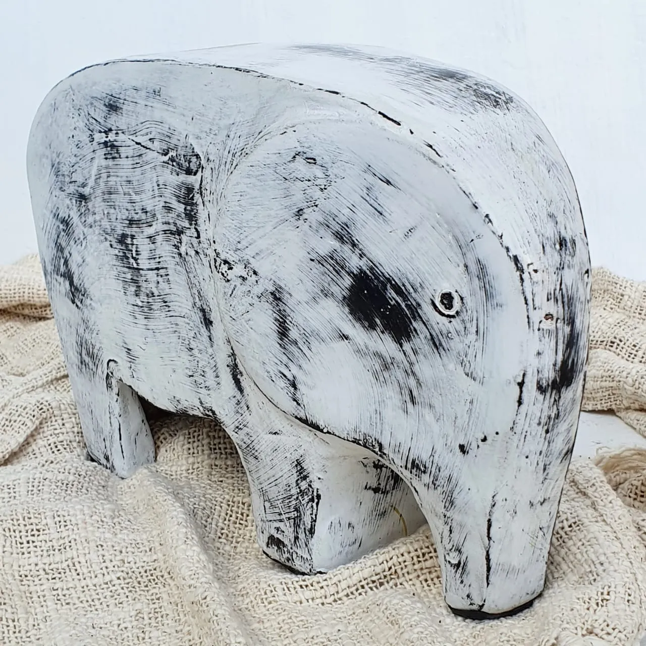 Carved Pottery Elephant Decor Set