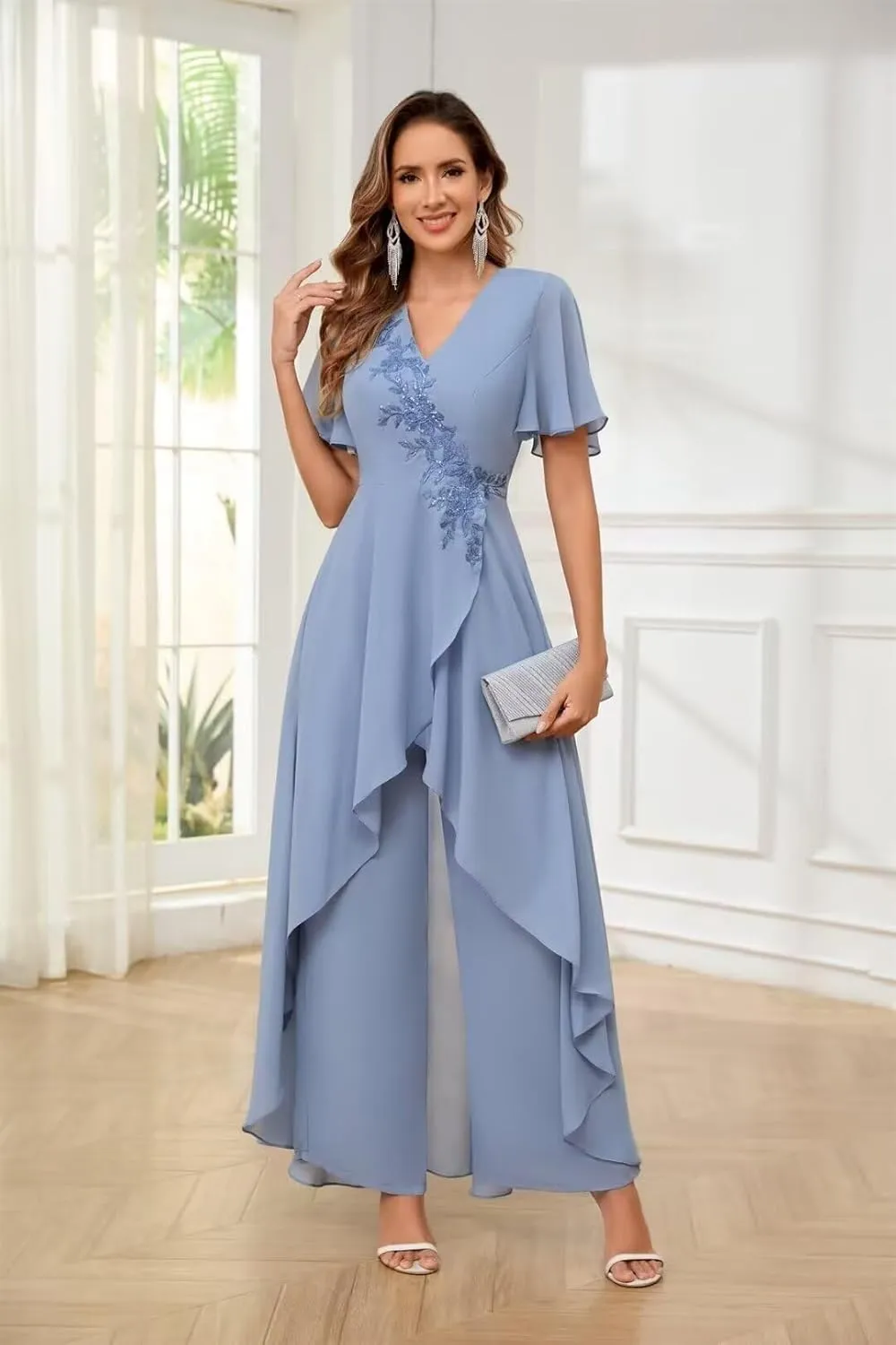 Chiffon Mother of The Bride Pant Suits for Wedding Guest Dresses Formal Outfit Womens Jumpsuit