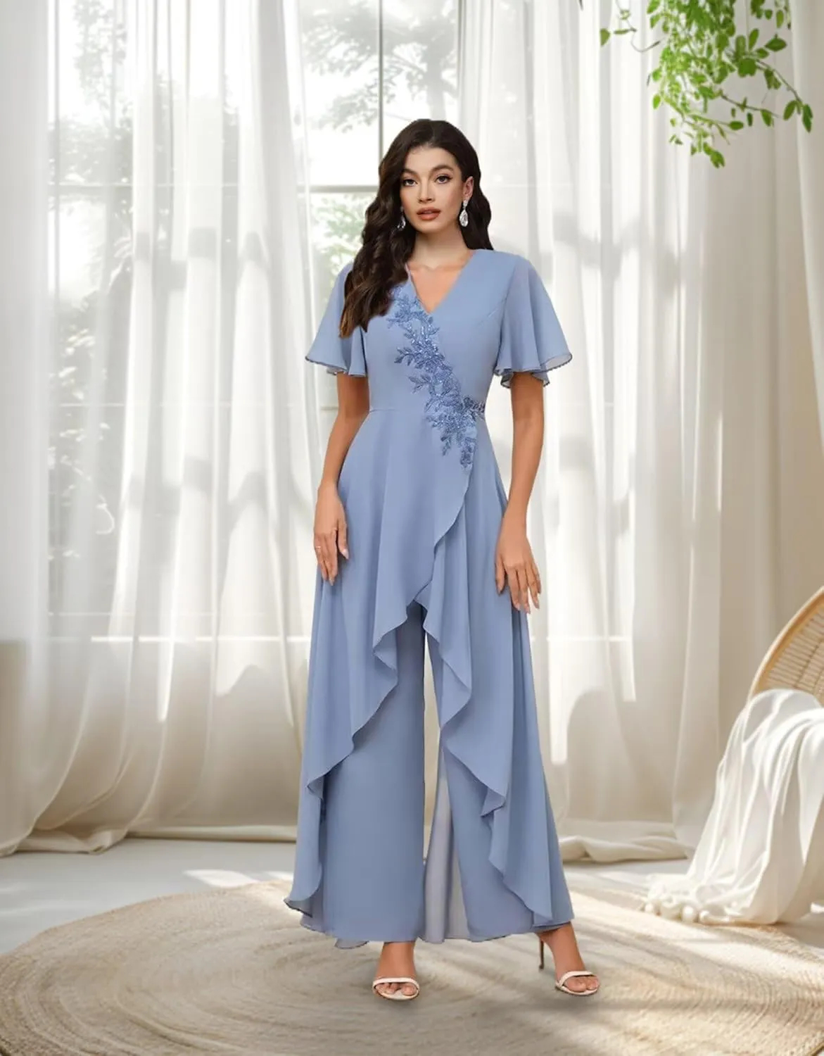 Chiffon Mother of The Bride Pant Suits for Wedding Guest Dresses Formal Outfit Womens Jumpsuit