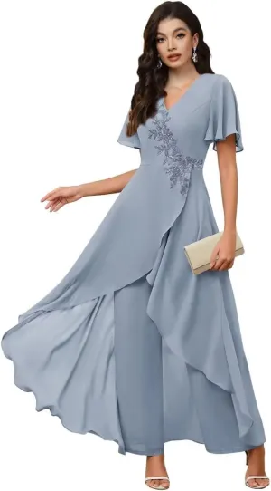 Chiffon Mother of The Bride Pant Suits for Wedding Guest Dresses Formal Outfit Womens Jumpsuit