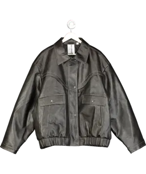 Collusion Unisex Oversize Leather Look Bomber In Brown UK XXL