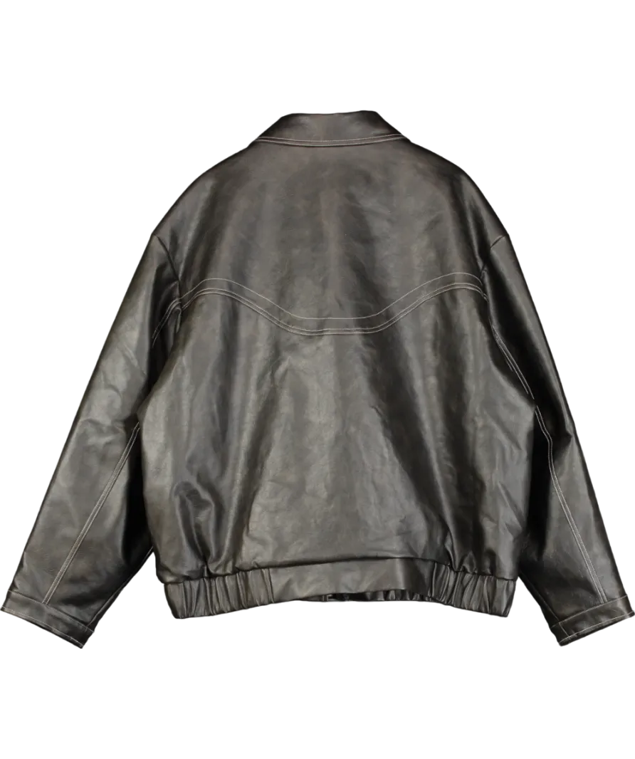 Collusion Unisex Oversize Leather Look Bomber In Brown UK XXL