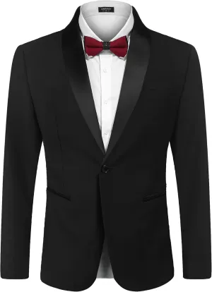 COOFANDY Men's Tuxedo Jacket One Button Dress Suit Blazer Jacket for Wedding Dinner Prom Party