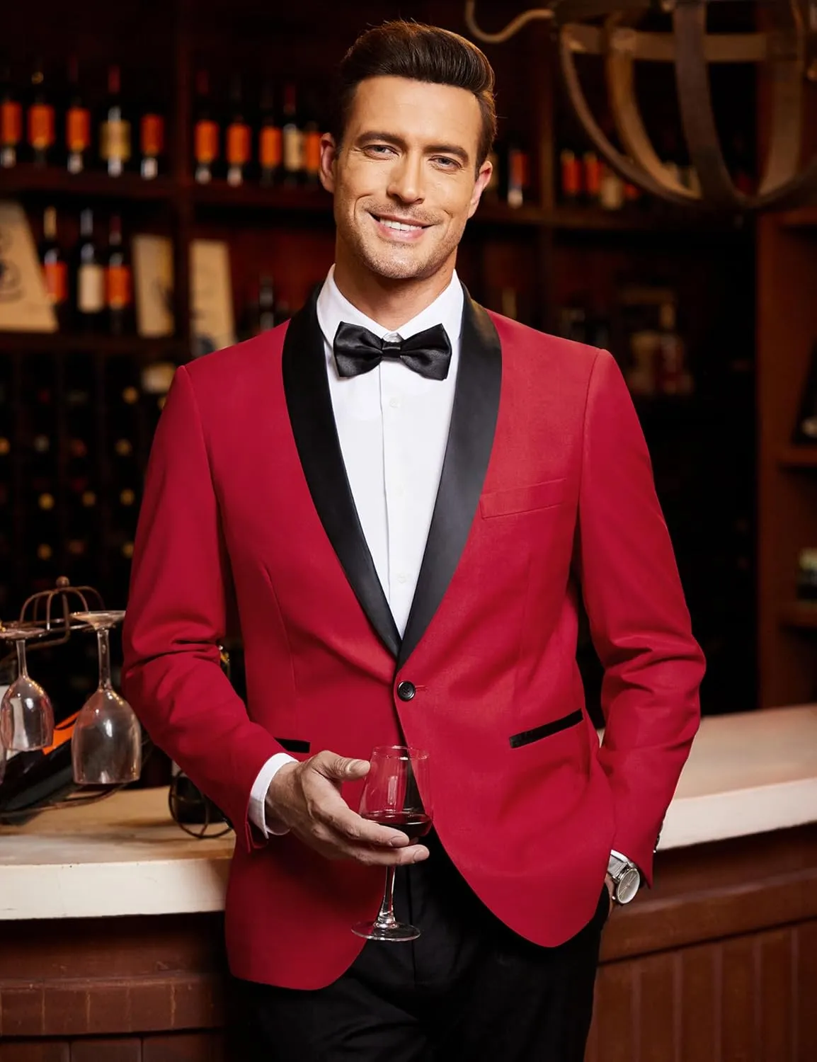 COOFANDY Men's Tuxedo Jacket One Button Dress Suit Blazer Jacket for Wedding Dinner Prom Party