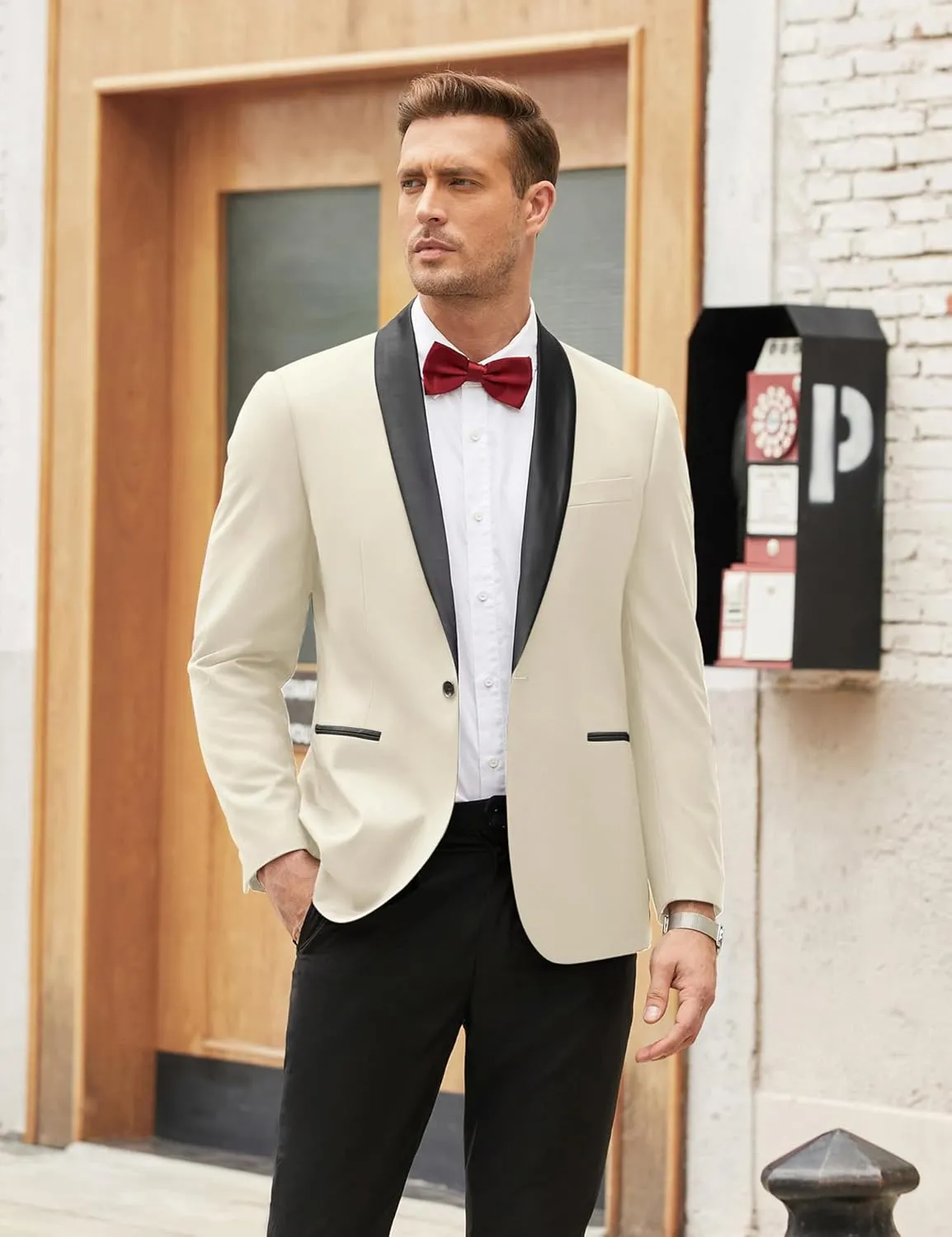 COOFANDY Men's Tuxedo Jacket One Button Dress Suit Blazer Jacket for Wedding Dinner Prom Party