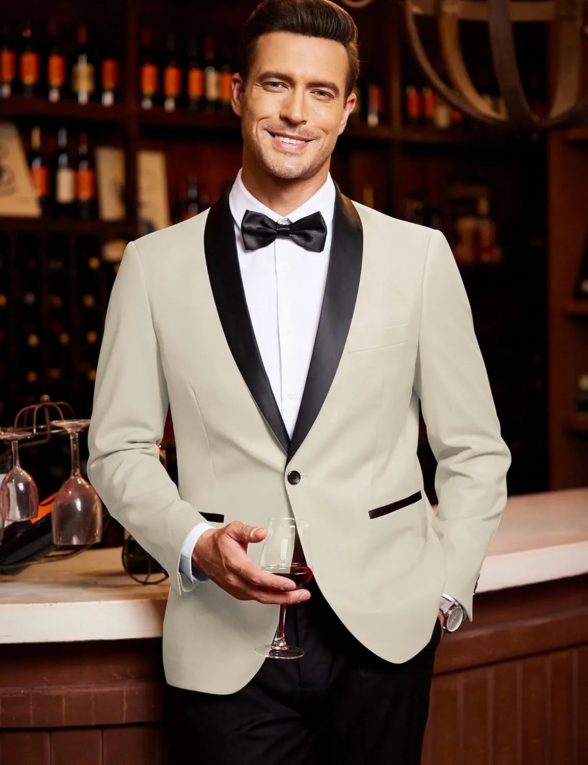 COOFANDY Men's Tuxedo Jacket One Button Dress Suit Blazer Jacket for Wedding Dinner Prom Party