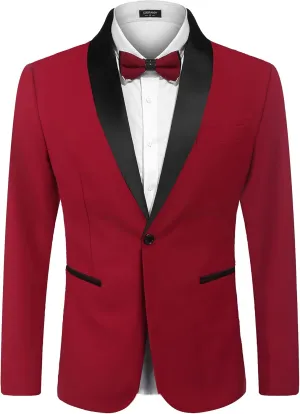 COOFANDY Men's Tuxedo Jacket One Button Dress Suit Blazer Jacket for Wedding Dinner Prom Party