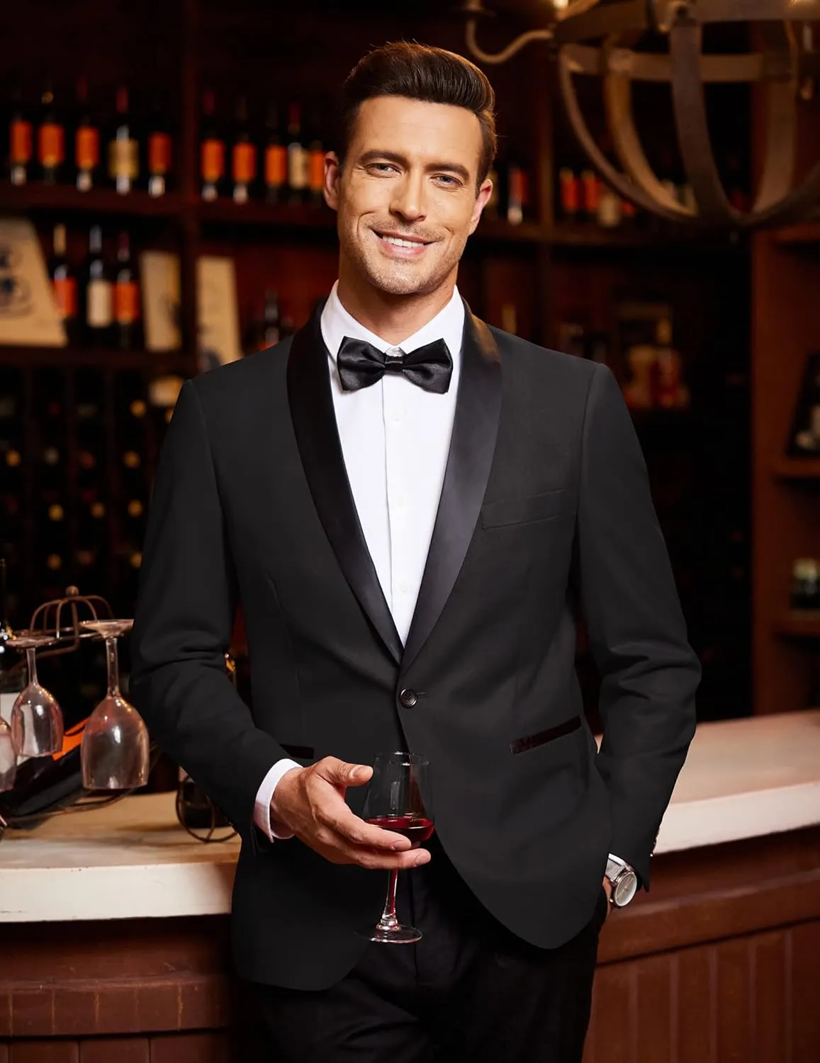 COOFANDY Men's Tuxedo Jacket One Button Dress Suit Blazer Jacket for Wedding Dinner Prom Party