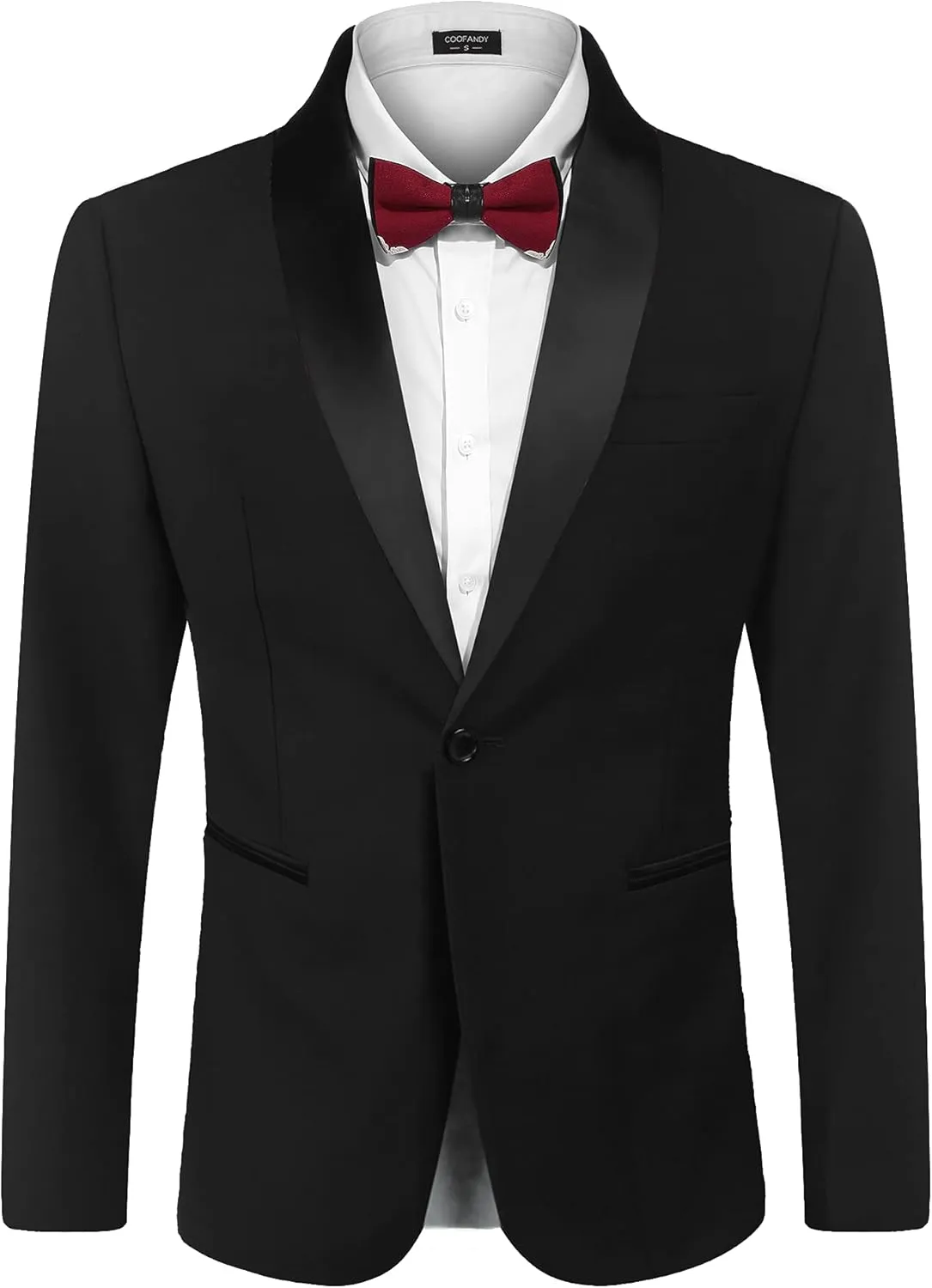 COOFANDY Men's Tuxedo Jacket One Button Dress Suit Blazer Jacket for Wedding Dinner Prom Party
