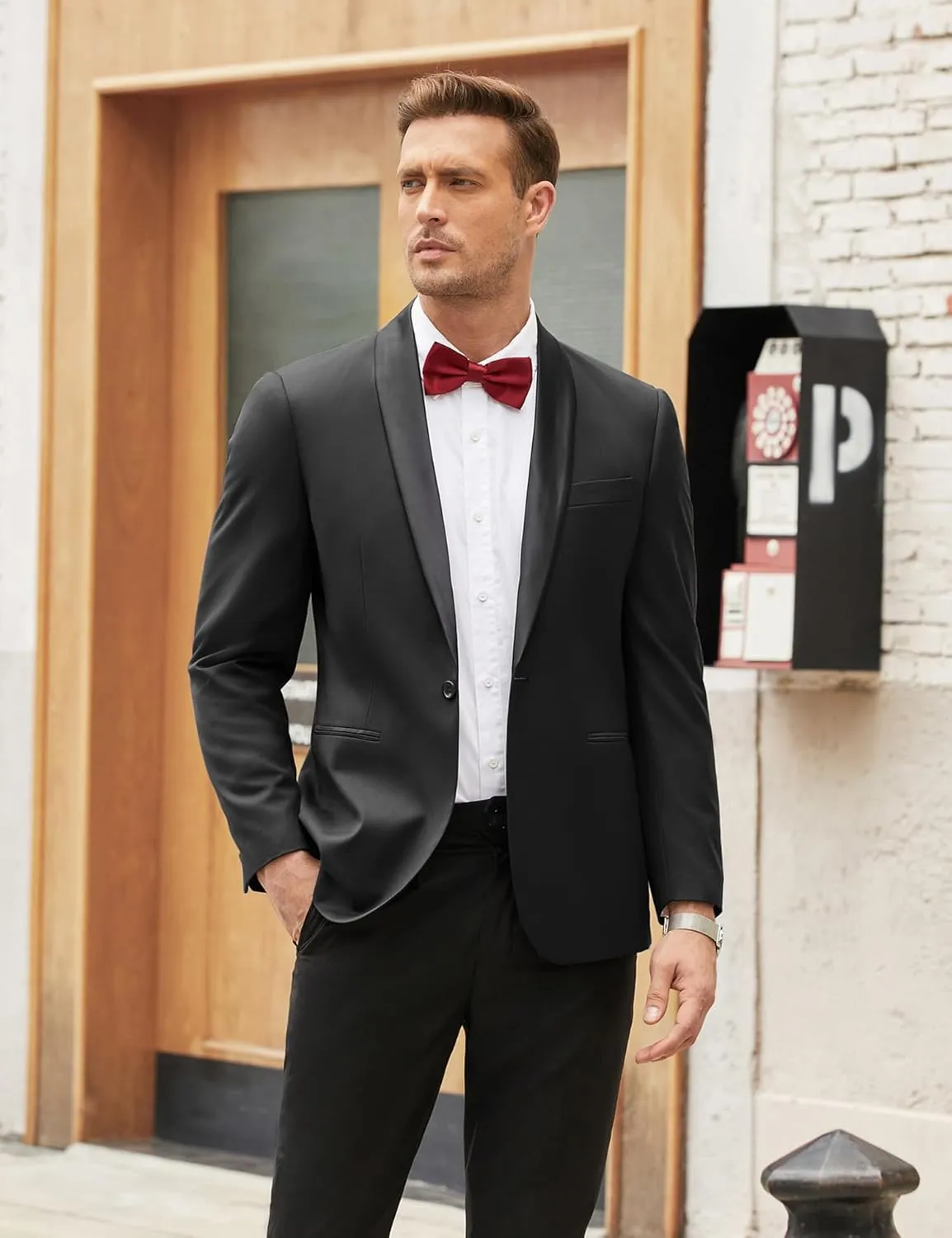 COOFANDY Men's Tuxedo Jacket One Button Dress Suit Blazer Jacket for Wedding Dinner Prom Party