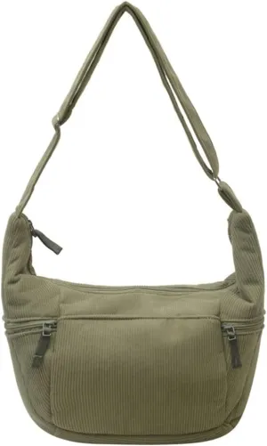 Corduroy Crossbody Bag for Women Lightweight Underarm Shoulder Purse Trendy Crescent Sling Hobo Bags Cute Tote Handbag