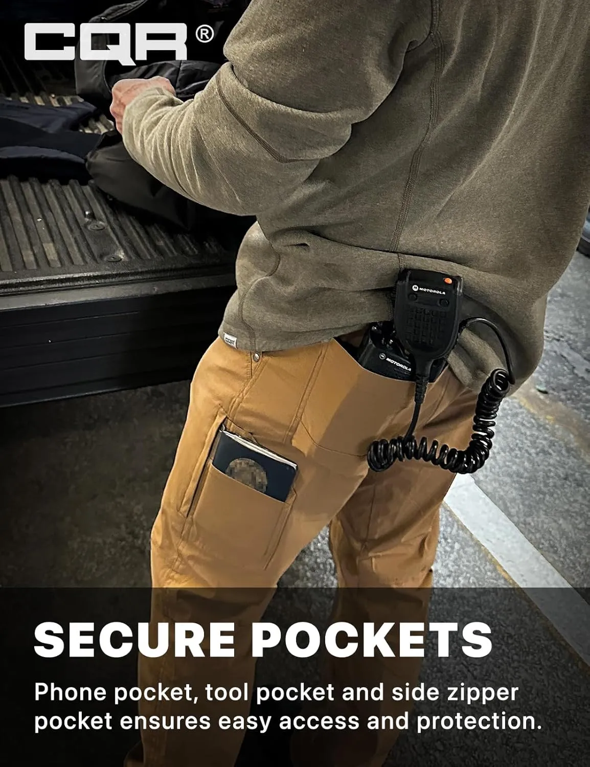 CQR Men's Vent Stretch Pants, Quick Dry Lightweight Casual Cargo Pants, Water Resistant Straight-Fit Utility Work Pants
